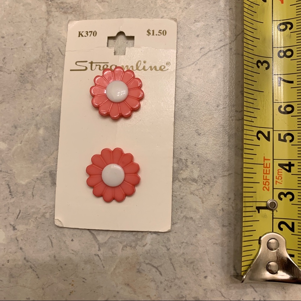 4/$15 Two vintage pink daisy buttons